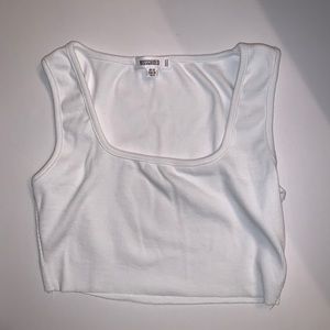 White ribbed square neck tank from Missguided